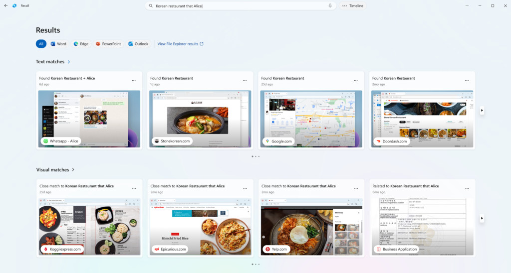 visuel microsoft recall
